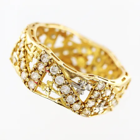 Ring vita stenar, stl 16½, bredd 7,5mm, defekter, 18K Vikt: 4,3 g