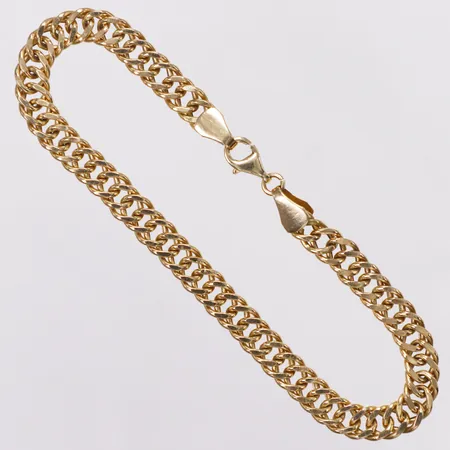 Armband manglad Pansar, 19cm, bredd 5,7mm, något skevt länk, 18K Vikt: 6,3 g