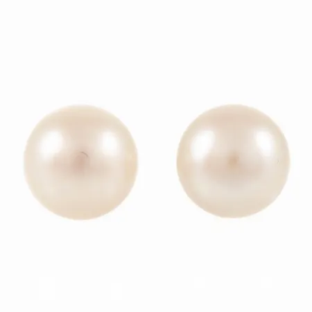 Örhängen i 18K guld med odlade vita pärlor Ø 12 mm (knappform). Vikt: 4,2g. 