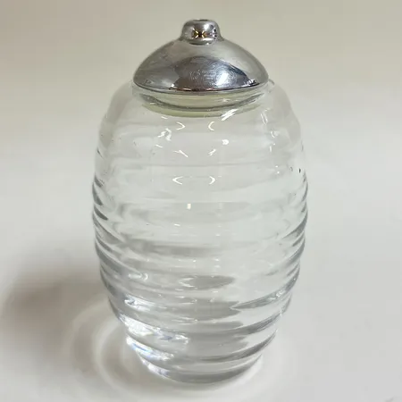 Vas Alessi Italy, glas, stållock, 13,5cm