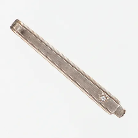 Slipsnål med vit sten, 47x4mm, GFAB, silver 925/1000 Vikt: 4,4 g