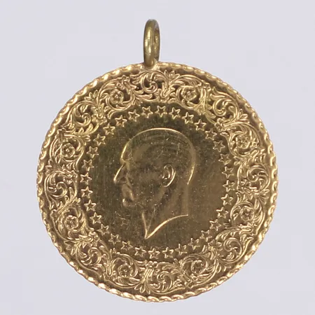 Hänge daterat 2023 Ø25mm öglan inte av guld 21K Vikt: 3,5 g