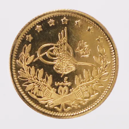 Mynt turkisk lira, Ø22mm, 21K  Vikt: 7,2 g