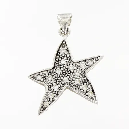 Hänge med vita stenar 36x25mm, stjärna, silver 925/1000. Vikt: 3,6 g
