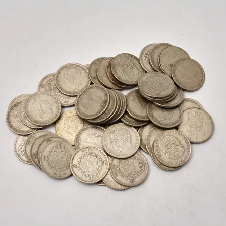 50st svenska mynt i silver, 1kronor, 400/1000, vikt 346,91g.