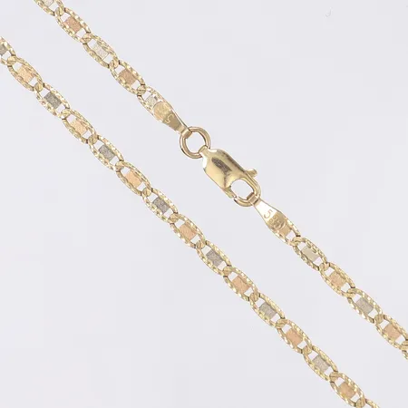 Halskedja 46cm bredd 3mm trefärgad 14K  Vikt: 4,7 g