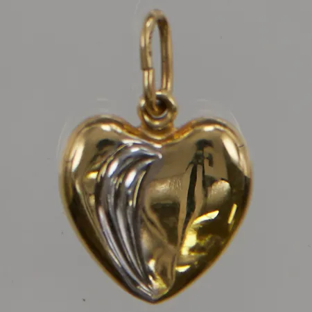 Hänge "hjärta 14mm, vit/gulguld, 18K 1,1g.