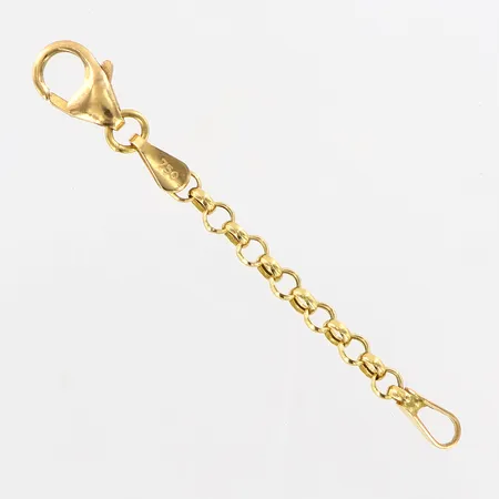 Förlängningskedja Ärtlänk, 4cm, bredd 2mm, GHA, 18K.  Vikt: 0,7 g