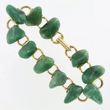 Armband med gröna stenar, gulmetall, ca 18,5cm, bredd ca 15cm