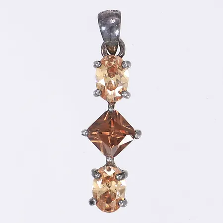 Hänge med bruna stenar  längd inkl ögla 30mm bredd 10mm silver 925/1000 Vikt: 2,5 g