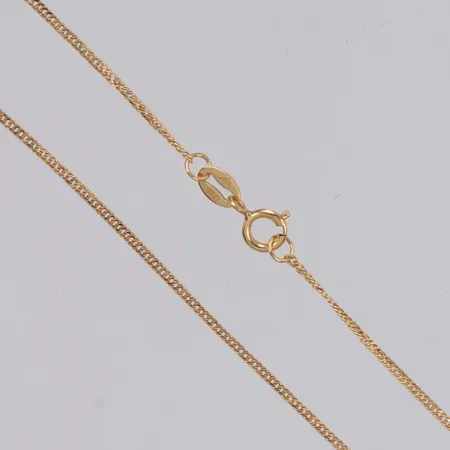 Kedja, längd 43,5cm, bredd 1mm, ojämnheter, 18K  Vikt: 1 g