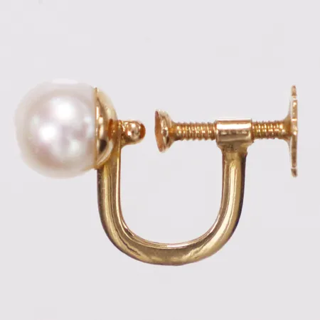 Örhänge udda odlad pärla, 10mm, skruvlås, 18K  Vikt: 1,1 g