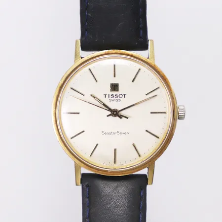 Herrur Tissot Seaster seven, Ø34mm, manuell, 18K, läderband, repigt glas, bruttovikt 34,7gram Vikt: 0 g