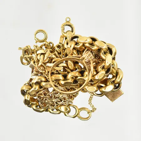 Diverse defekt guld med stenar, 18K. Vikt: 30,1 g