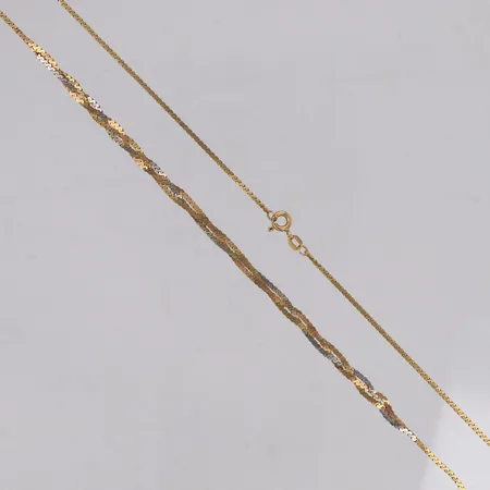 Collier trefärgat, längd 43cm, bredd 1,3-1,3-3,8mm, 18K  Vikt: 5,1 g