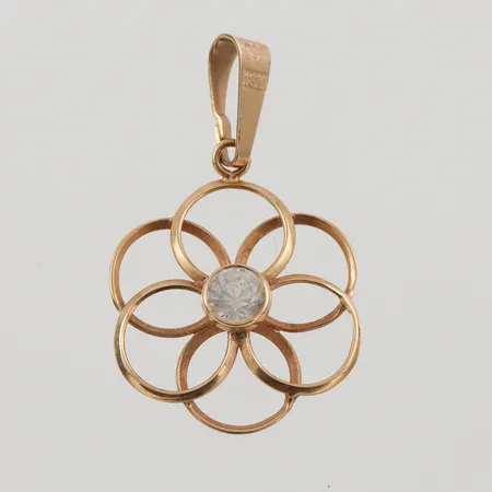 Hänge med vit sten, 27x16mm, 18K, 0,9g.