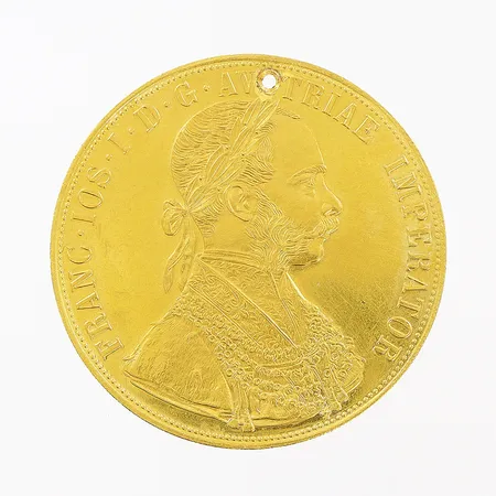 Mynt, 4 dukat, Ø40mm, borrhål, 23K Vikt: 13,9 g