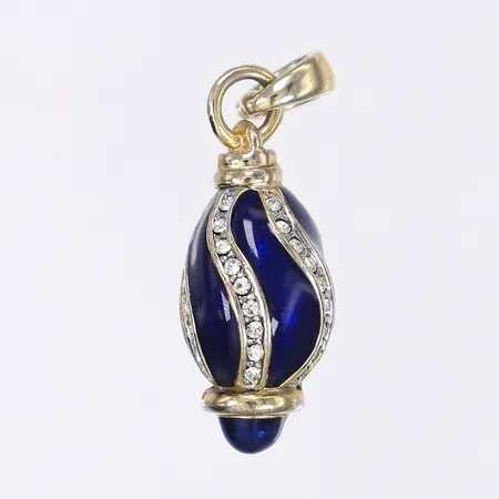 Hänge emalj med vita stenar 43x15mm oädel metall