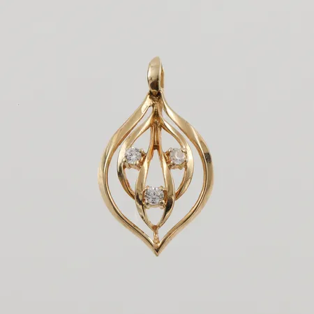 Hänge med vita stenar, 30x17mm, 14K, 2,3g.