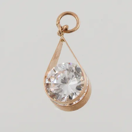Hänge med vit sten, 17x7mm, 18K, 0,8g.