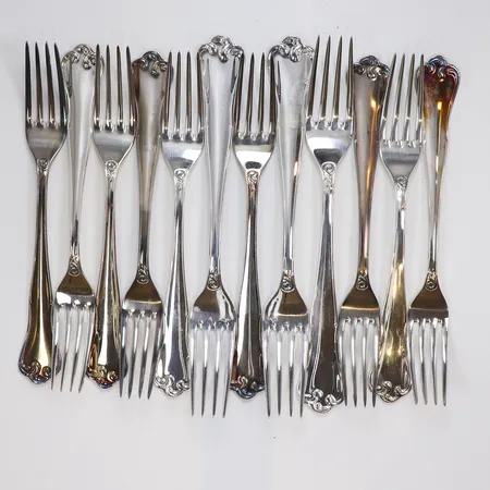 12 gafflar Sachisk modell, längd 17cm, silver, 830/1000 Vikt: 432 g