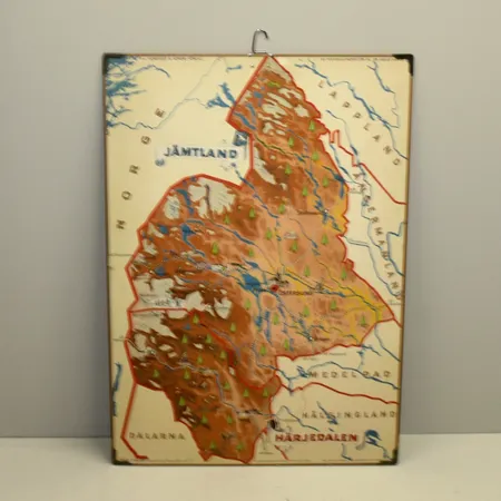 Skolplansch, Jämtland/Härjedalen, tillverkad av P.A Nordstedt & söner förlag, ca 70x100cm.