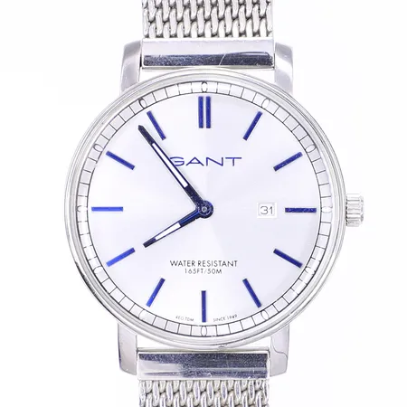 Herrur Gant refnr: GT006 Ø42mm quartz datum stål troligen behov av batteribyte 