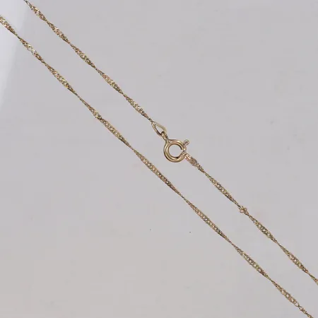 Kedja Singapore, längd 48cm, bredd 1,4mm, ojämnheter, 9K  Vikt: 1,7 g