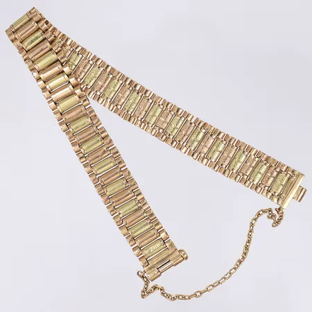 Armband 19cm bredd 11mm trefärgad, säkerhetskedja, 18K Vikt: 35,1 g