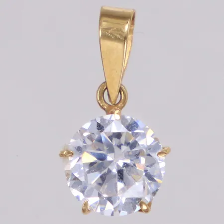 Hänge med vit sten, längd 14,8mm, bredd 7,7mm, 18K  Vikt: 0,7 g