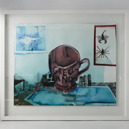 Tavla Albin Liljestrand, Grekland, blandteknik, bildmått: ca 50x41cm, rammått ca 63x54cm, signerad och daterad 16-21, ej examinerad ur ram. Specialfrakt, kontakta pantbankskontoret för mer information.