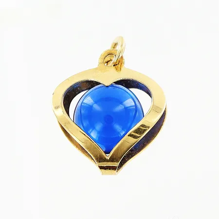 Hänge hjärta, blå sten, 16x11mm, 18K, bruttovikt: 1,2gram Vikt: 1,2 g