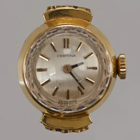 Damur Certina 18K, 17mm, manuell, avsågad länk, 18K bruttovikt 8,1g.