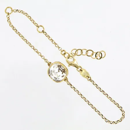 Armband med vit sten, förgyllt, ca 17,5-20cm, 925/1000 Silver Vikt: 2,8 g