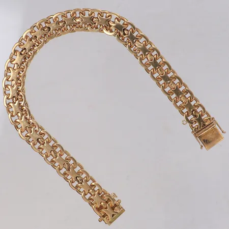 Armband, X-länk, längd 20,5cm, bredd 10mm, Bolidenguld, 18K Vikt: 34,7 g
