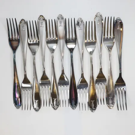 12 bordsgafflar, 18cm, silver, 830/1000  Vikt: 434,3 g