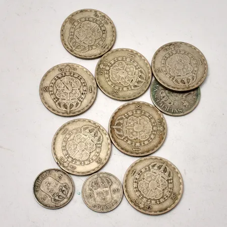 Diverse svenska mynt, vikt 57,87g.