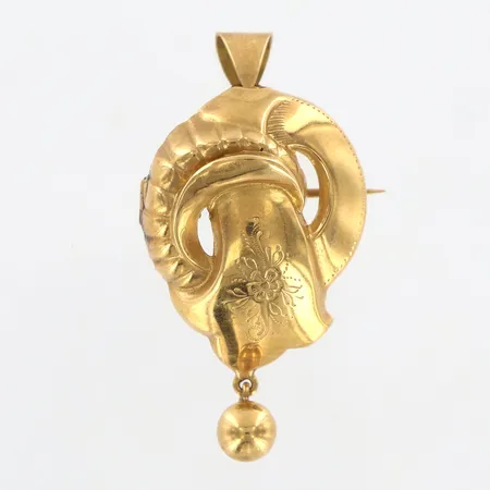 Brosch/Hänge 44x22mm, skev ögla, 18K.  Vikt: 3,4 g