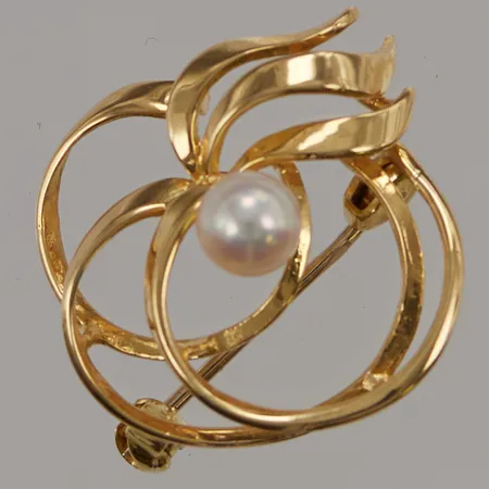 Brosch Theodor Klotz Teka, 21mm, odlad pärla, 18K 2,8g.