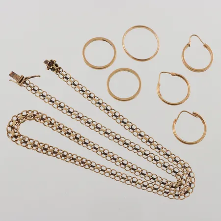 Diverse guld, defekter/gravyrer/missfärgningar, 18K, 22,9g.