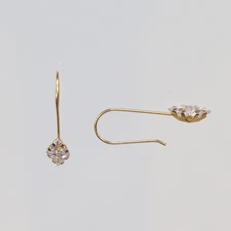 Ett par Örhängen med vita stenar 5x27mm krokmodell, 18K Vikt: 1,3 g