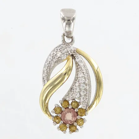 Hänge med citriner och rosa safir, 26mm, bredd: 13mm, förgyllt silver 925/1000 Vikt: 2,5 g