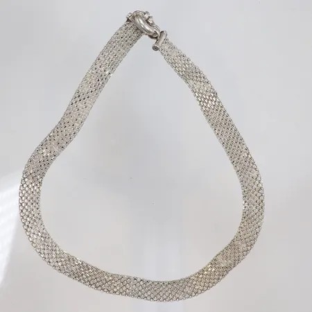 Halscollier X-länk, längd 45cm, bredd 10mm, silver, slitet, skeva länkdelar, 925/1000 Vikt: 24,9 g