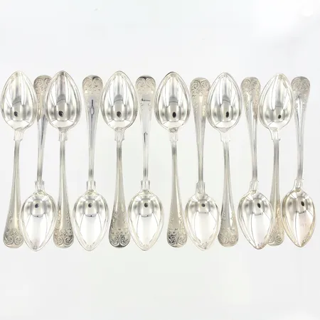 12 kaffeskedar 12,5cm, silver 830/1000 Vikt: 278,4 g