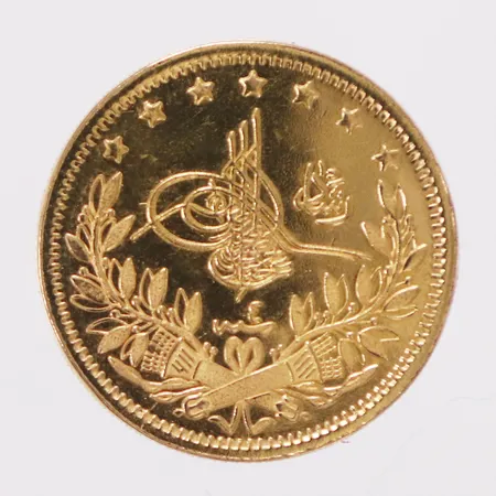 Mynt turkisk lira, Ø22mm, 21K  Vikt: 7,2 g