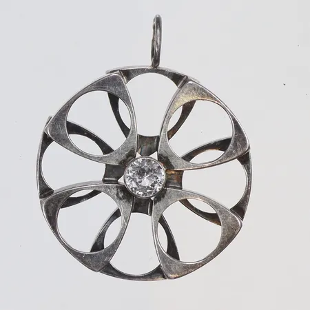 Hänge med vit sten, Ø60mm, Kultasepät Salovaara, Åbo Finland, silver, 925/1000 Vikt: 10,9 g