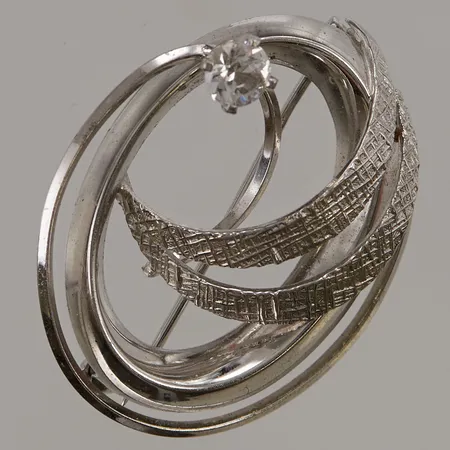 Brosch, 34x28mm, vit sten, 835/1000 Silver 6,5g.