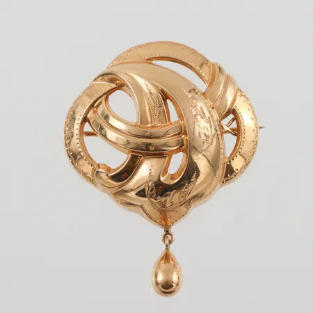Brosch, 42x32mm, 18K, 3,4g.