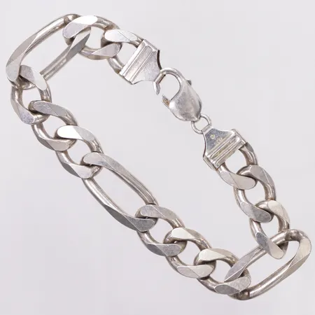 Armband Figaro, 22cm, bredd 12mm, defekt lås stänger ej, 925/1000 silver Vikt: 50 g