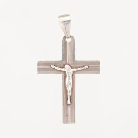 Hänge kors höjd 45mm inklusive ögla, bredd:25mm, 925/1000 Silver.  Vikt: 3,1 g